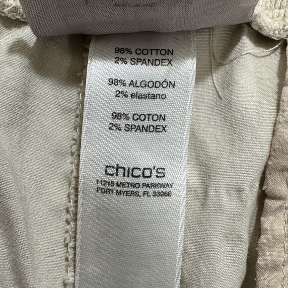 Chico's 2 Women's Large Khaki Beige Capri Pants 20" Inseam Stretch Lightweight - Picture 8 of 16